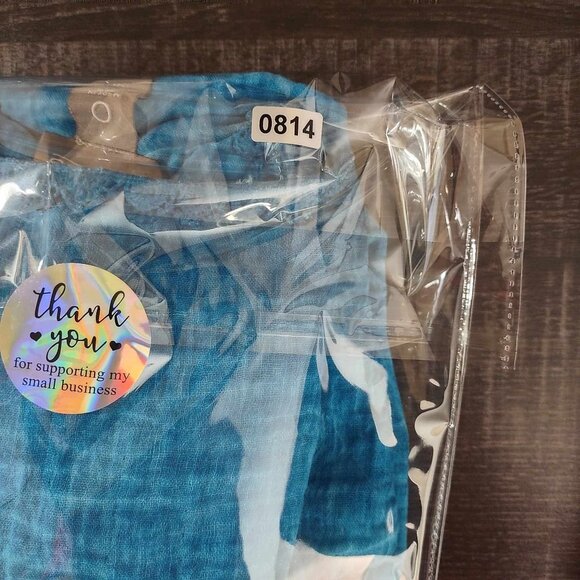 Chicos Women's S Aqua Blue Split Sleeve Versatile Vibrant Vintage Fairycore Top - Picture 11 of 11